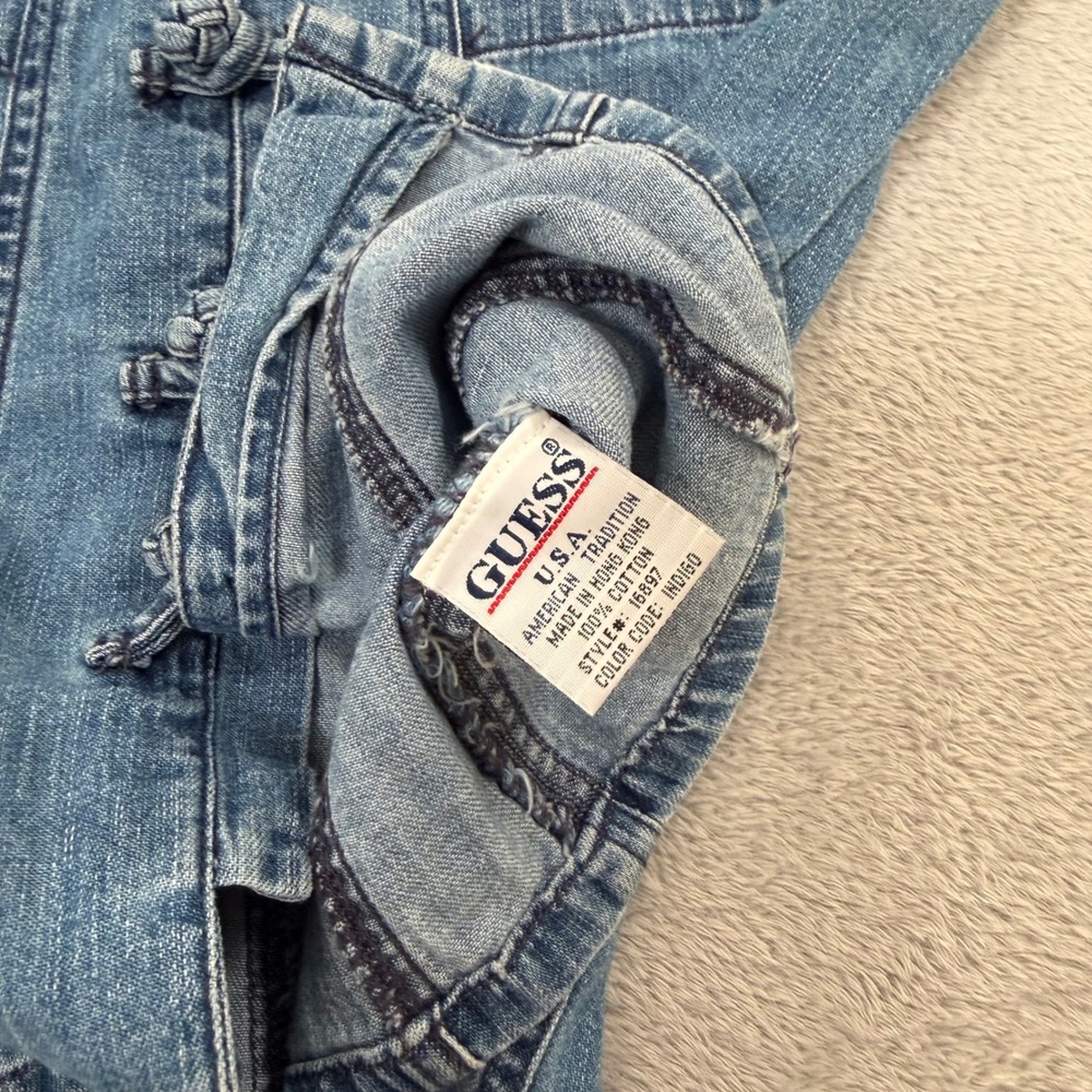 VTG Guess Jeans USA Denim Vest Indigo Frog Knot Button Mandarin Collar Retro 90s - Picture 6 of 9